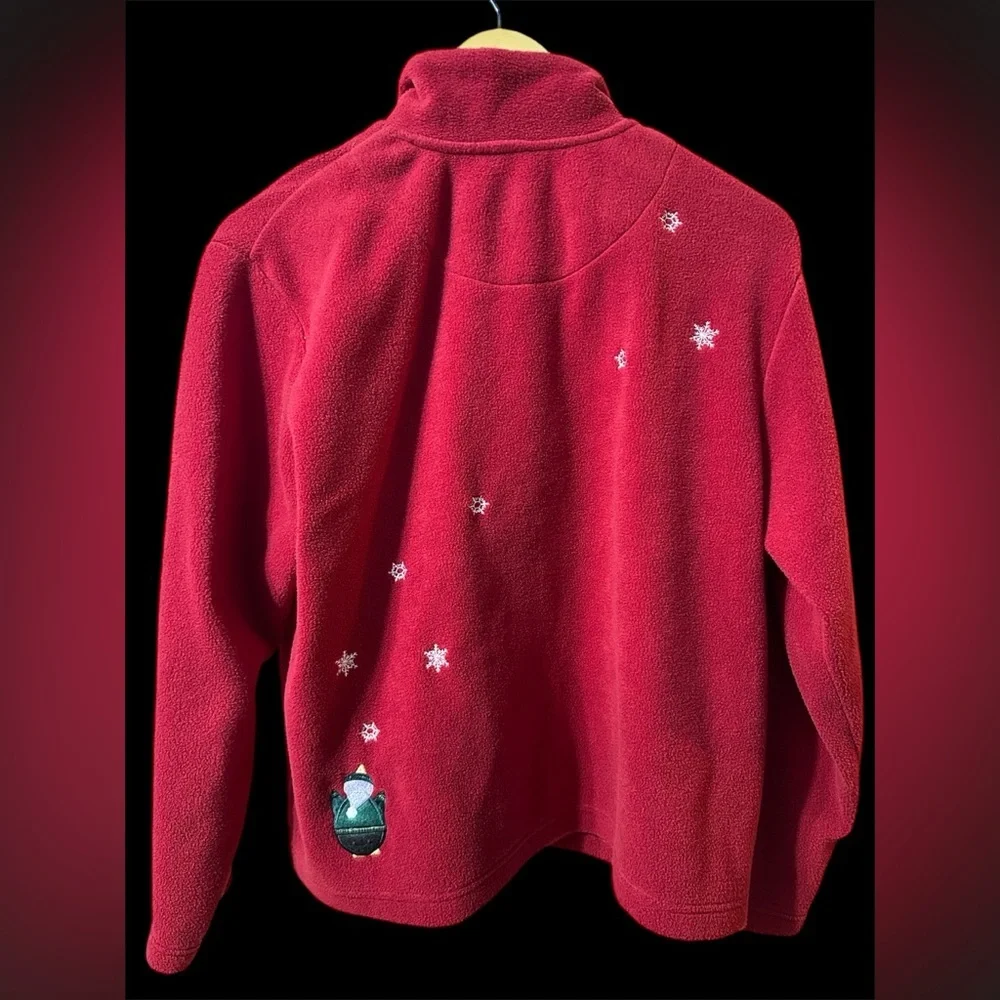 Christopher & Banks Red Cardigan  Penguin design Size Large - Picture 2 of 14